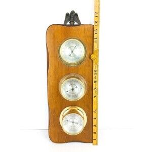Vintage MCM Springfield Weather Station Wooden Wall Mounted Eagle Finial Topper